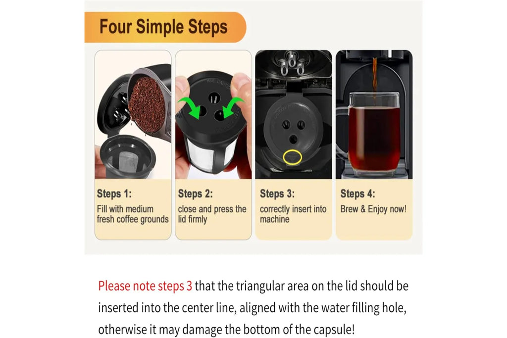 3PC Reusable Coffee Capsules - Black