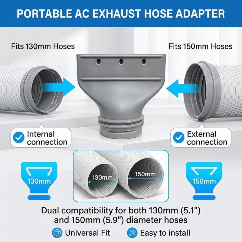 Flat Nozzle Adapter For Mobile Air Conditioner Exhaust Pipe Fits 13cm & 15cm Vent Hose Accessories