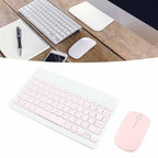 10 Inch Bluetooth Keyboard and Mouse Combo, Ultra Thin Quiet USB Charging DPI Adjustable(Pink)