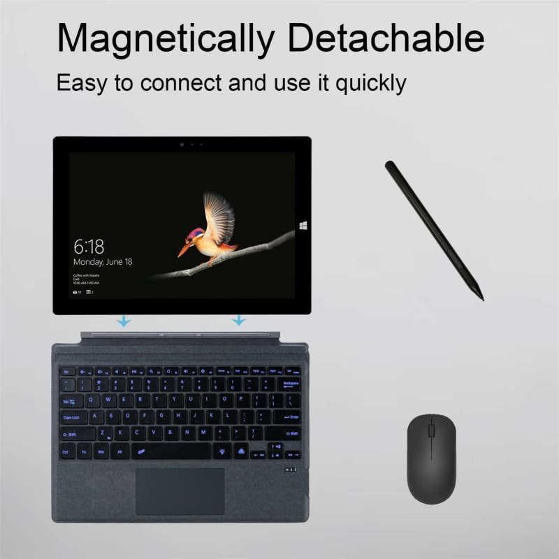 Bluetooth Tablet Keyboard with Touchpad for Surface Pro 5 Pro 6 Pro 7 Pro 7 Plus 12.3 Inch Dark Gray