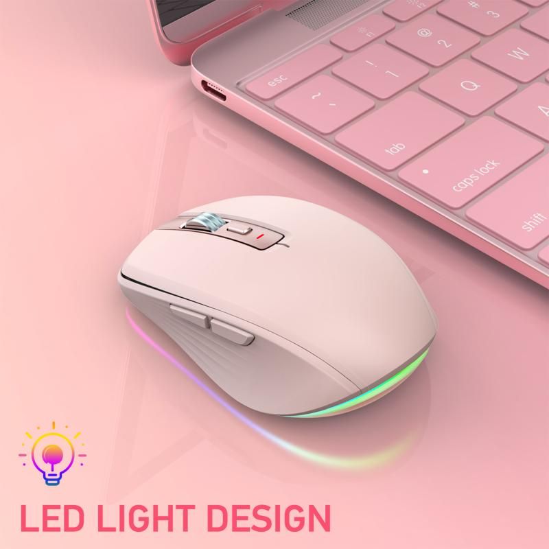 2.4G+BT5.1 Dual-mode Wireless Gaming M,Ergonomic Design 4-gear Adjustable DPI(Pink)