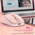 2.4G+BT5.1 Dual-mode Wireless Gaming M,Ergonomic Design 4-gear Adjustable DPI(Pink)