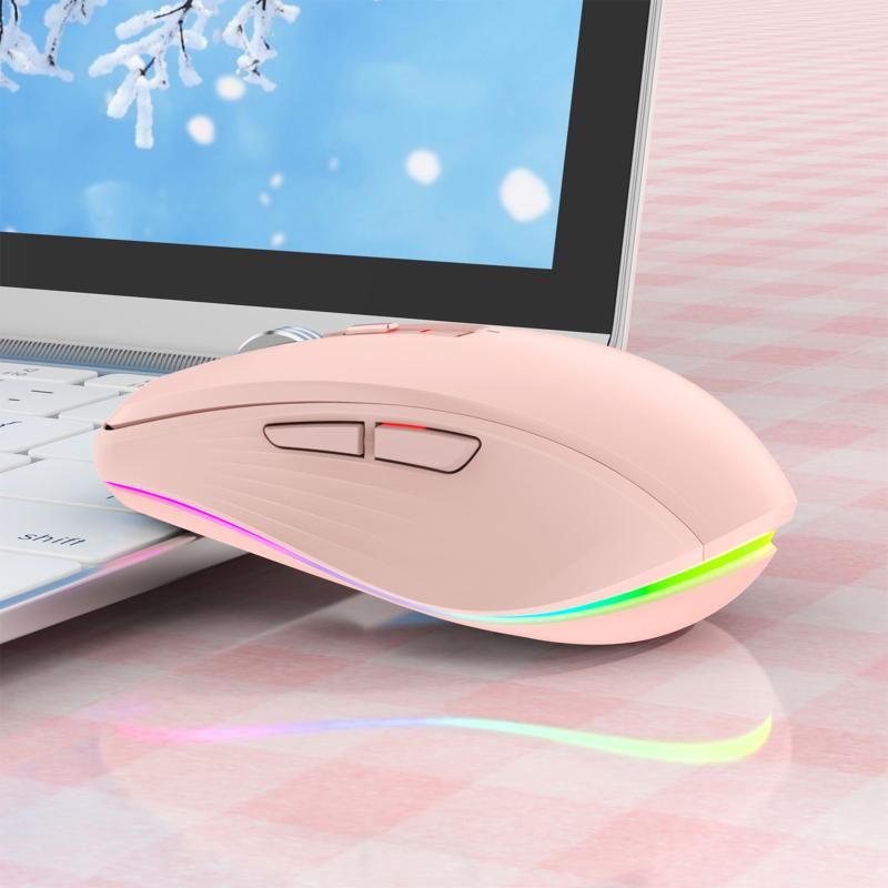 2.4G+BT5.1 Dual-mode Wireless Gaming M,Ergonomic Design 4-gear Adjustable DPI(Pink)