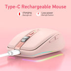 2.4G+BT5.1 Dual-mode Wireless Gaming M,Ergonomic Design 4-gear Adjustable DPI(Pink)