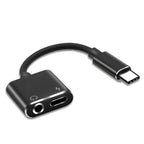 2-in-1 USB-C Charging 3.5mm Audio Adapter Converter For Type-C Android Smartphones(Black)