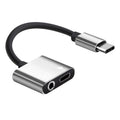 2-in-1 USB-C Charging 3.5mm Audio Adapter Converter For Type-C Android Smartphones(Silver)