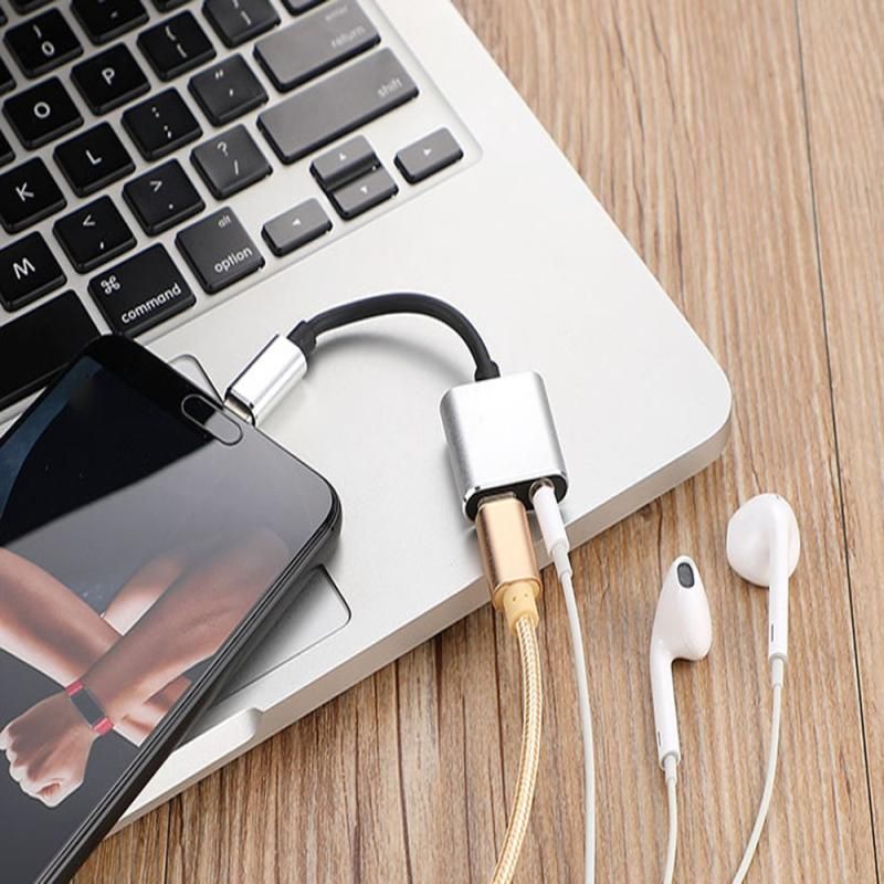 2-in-1 USB-C Charging 3.5mm Audio Adapter Converter For Type-C Android Smartphones(Gold)