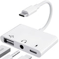 3-in-1 USB-C Adapter Fast Charging Lightning & 3.5mm Audio Port Multi Function Converter