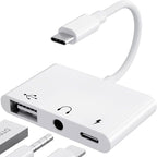 3-in-1 USB-C Adapter Fast Charging Lightning & 3.5mm Audio Port Multi Function Converter