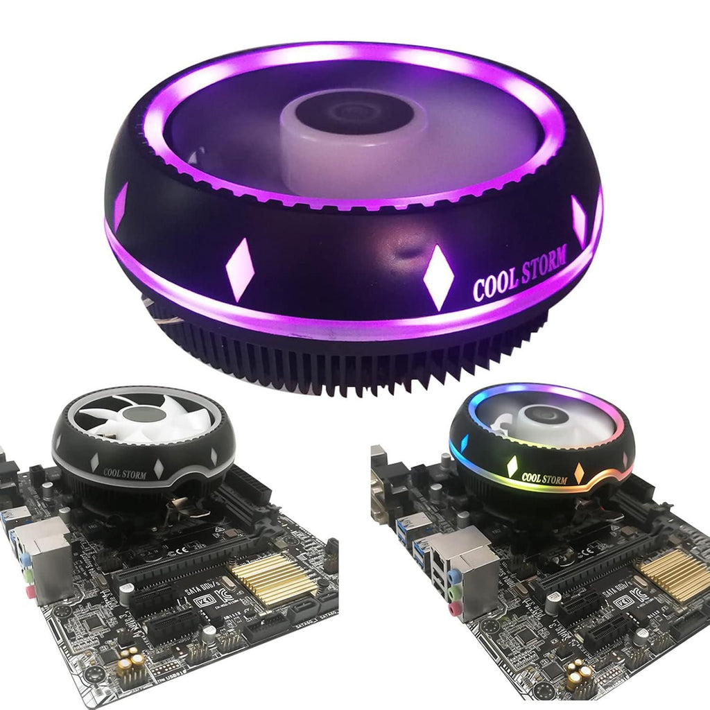 CPU Cooler RGB Silent Fan Aluminium Heatsink for LGA 775 1155 1366