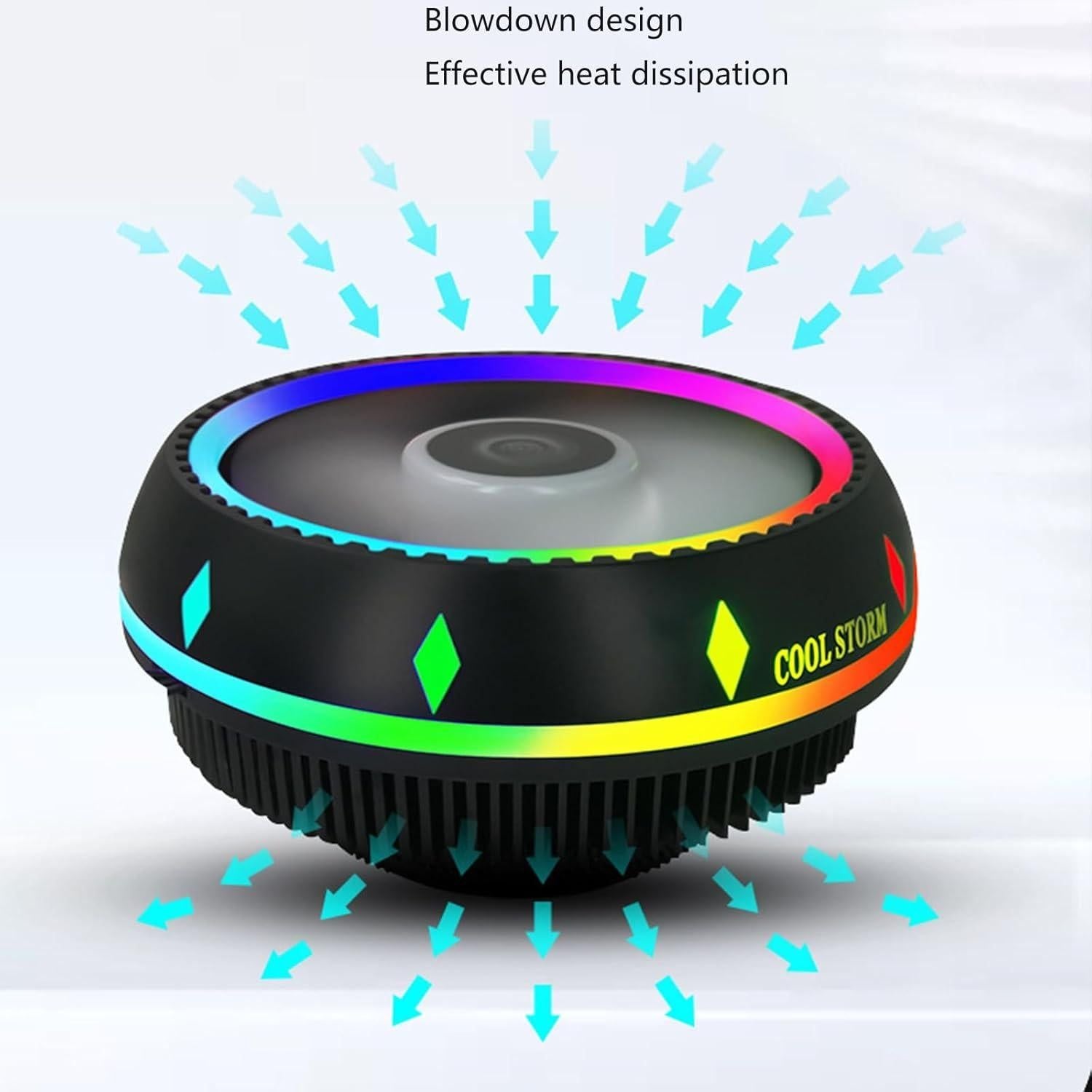 CPU Cooler RGB Silent Fan Aluminium Heatsink for LGA 775 1155 1366