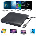 External CD Drive USB 3.0 Slim DVD Burner High Speed Data Transfer for Laptop Desktop Black