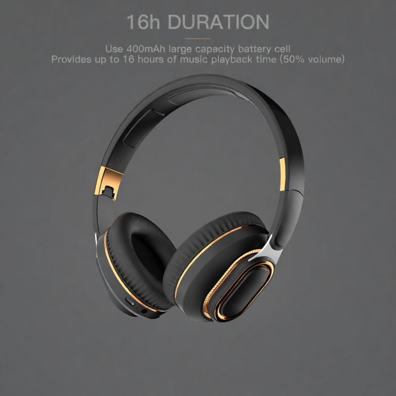 H7 Foldable Bluetooth Stereo Headphones Subwoofer Support TF Card Type-C Charging Wireless Earphones - Space Gray