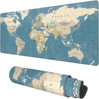 Large 80x30x0.2cm World Map Desk Mat, Non Slip Stitched Edge Keyboard Mouse Pad for Off Home