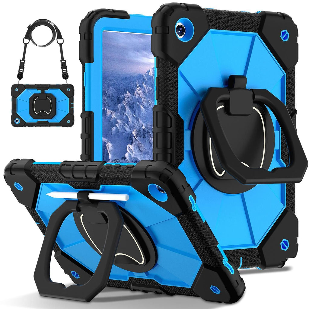 Tablet Protective Case Rotating Shockproof Silicone Cover for Galaxy Tab A9 8.7Inch Red Black