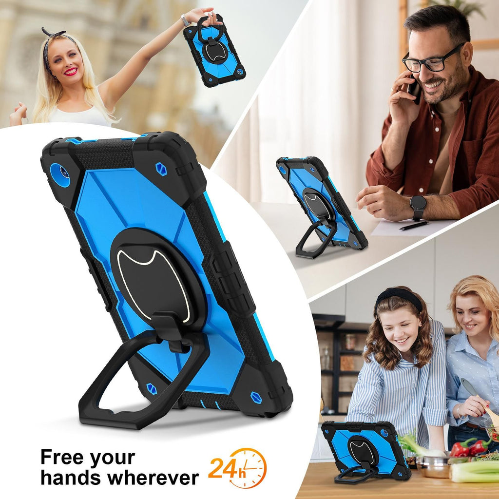 Tablet Protective Case Rotating Shockproof Silicone Cover for Galaxy Tab A9 8.7Inch Red Black