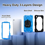 Tablet Protective Case Rotating Shockproof Silicone Cover for Galaxy Tab A9 8.7Inch Red Black