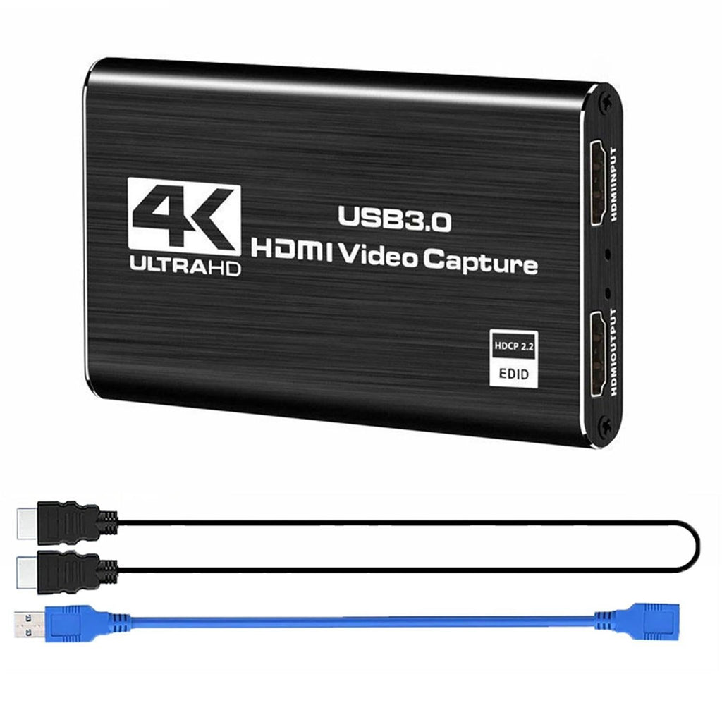 USB 3.0 Video Capture Card, High Resolution Game Live Stream Camera Recording Capture Adapter(Black)