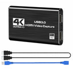 USB 3.0 Video Capture Card, High Resolution Game Live Stream Camera Recording Capture Adapter(Black)