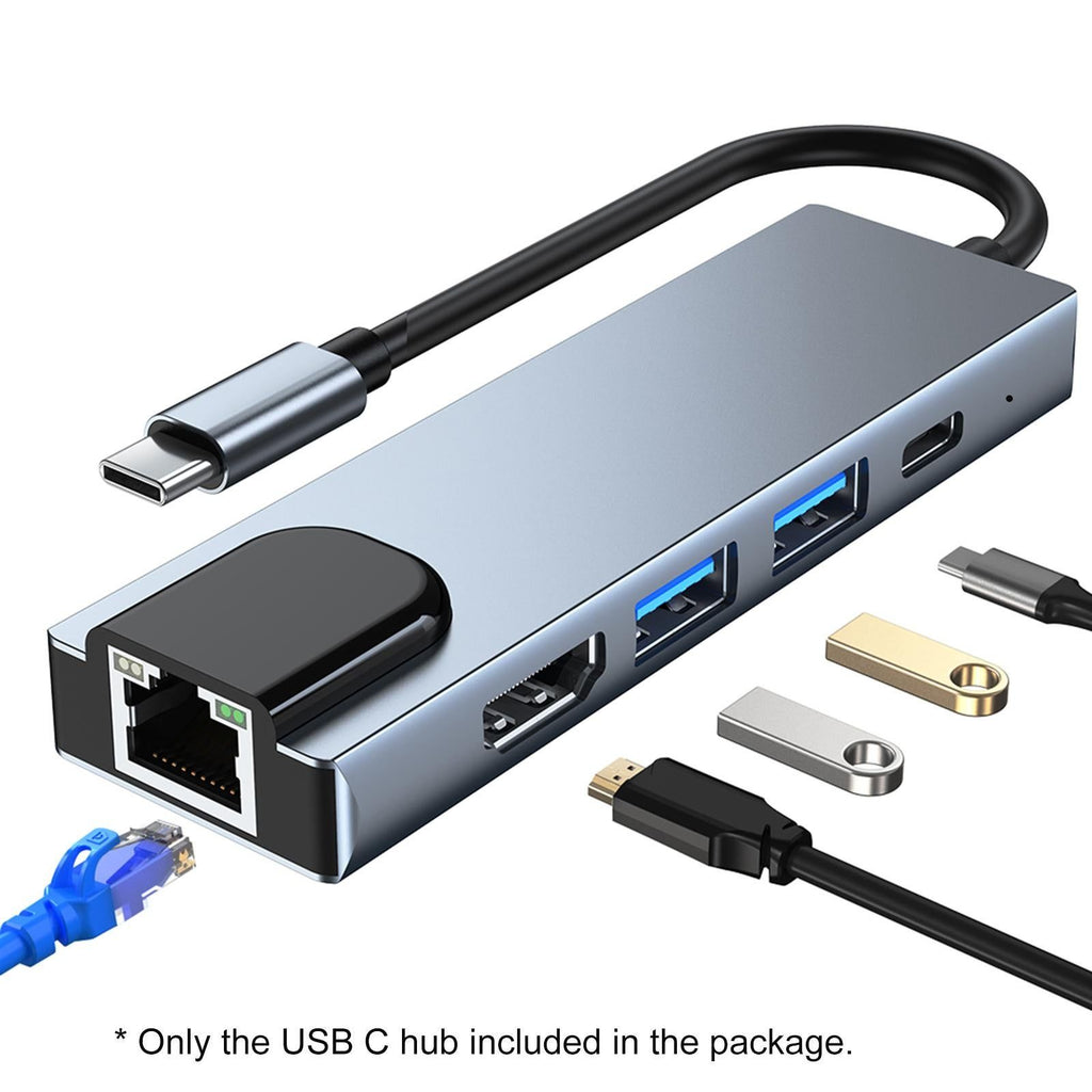 USB C Hub 5 in 1 Type C Docking Station 4K HDMI USB 3.0 RJ45 PD Adapter
