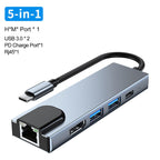 USB C Hub 5 in 1 Type C Docking Station 4K HDMI USB 3.0 RJ45 PD Adapter