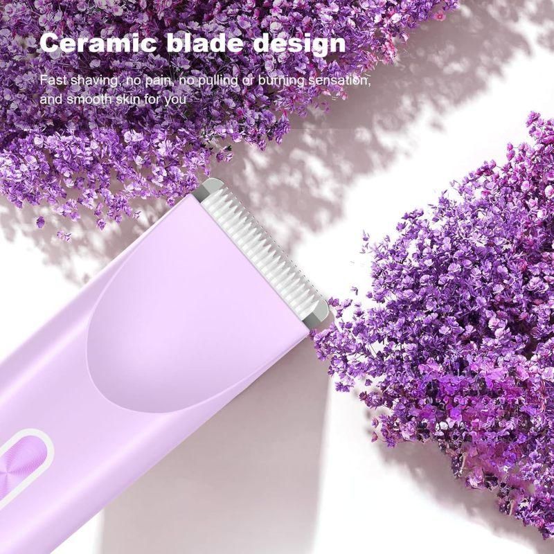 2-in-1 Electric Women's Shaver for Private Care, Bikini Trimmer, Painless & Wet/Dry, Rechargeable - Purple