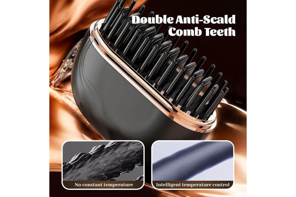 2-in -1 Mini Wireless Straightening Hair Comb - pink