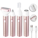 4-in-1 Electric Lady Shaver Kit for Women, Waterproof Bikini, Nose & Eyebrow Trimmer