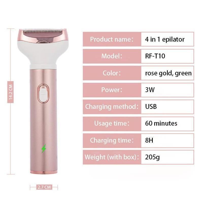 4-in-1 Electric Lady Shaver Kit for Women, Waterproof Bikini, Nose & Eyebrow Trimmer