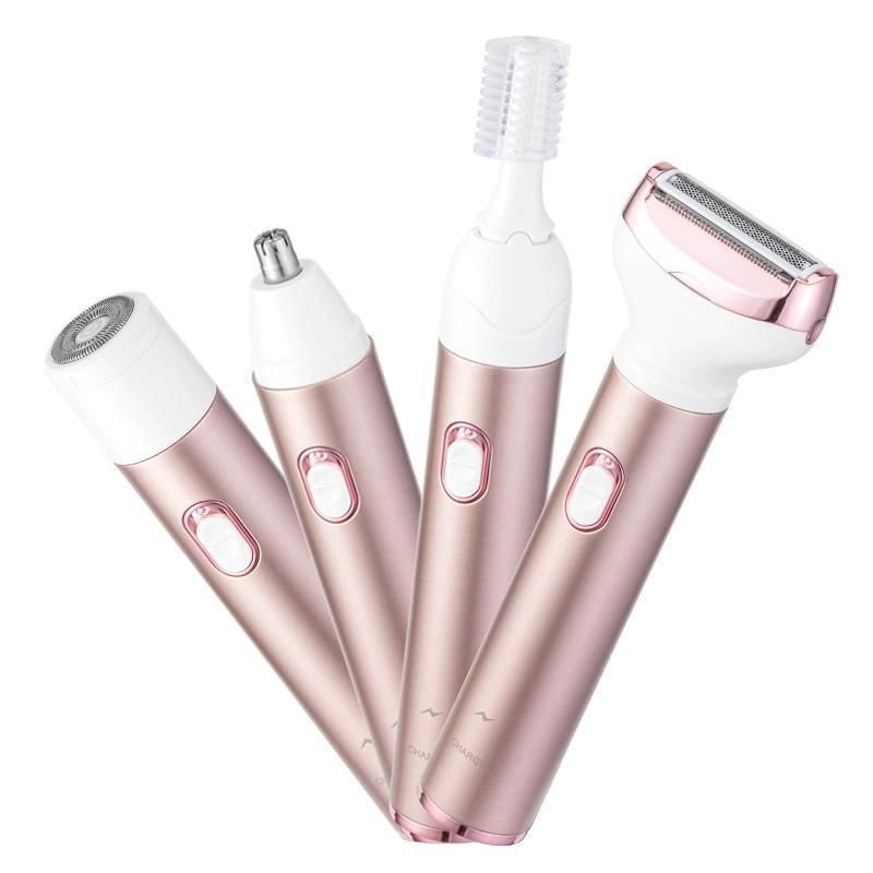 4-in-1 Electric Lady Shaver Kit for Women, Waterproof Bikini, Nose & Eyebrow Trimmer