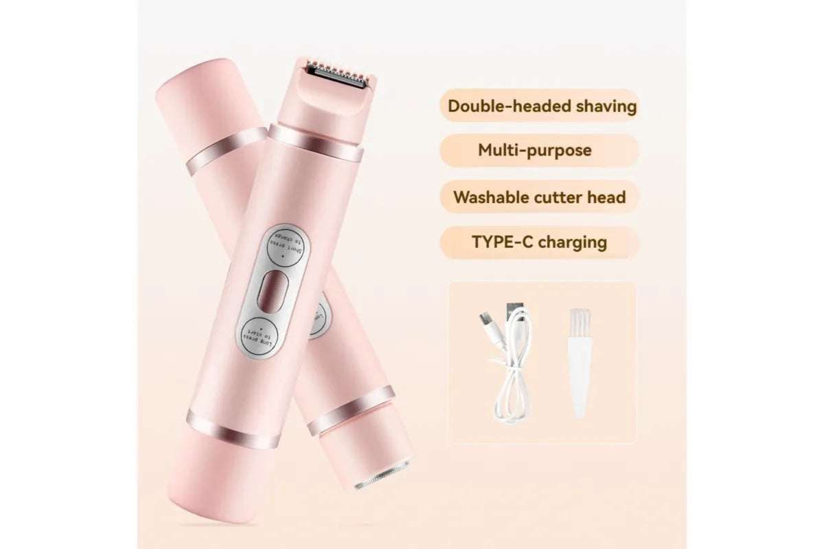 Ladies Dual Head Electric Shaver Full Body Hair Remover for Underarm Legs Purple