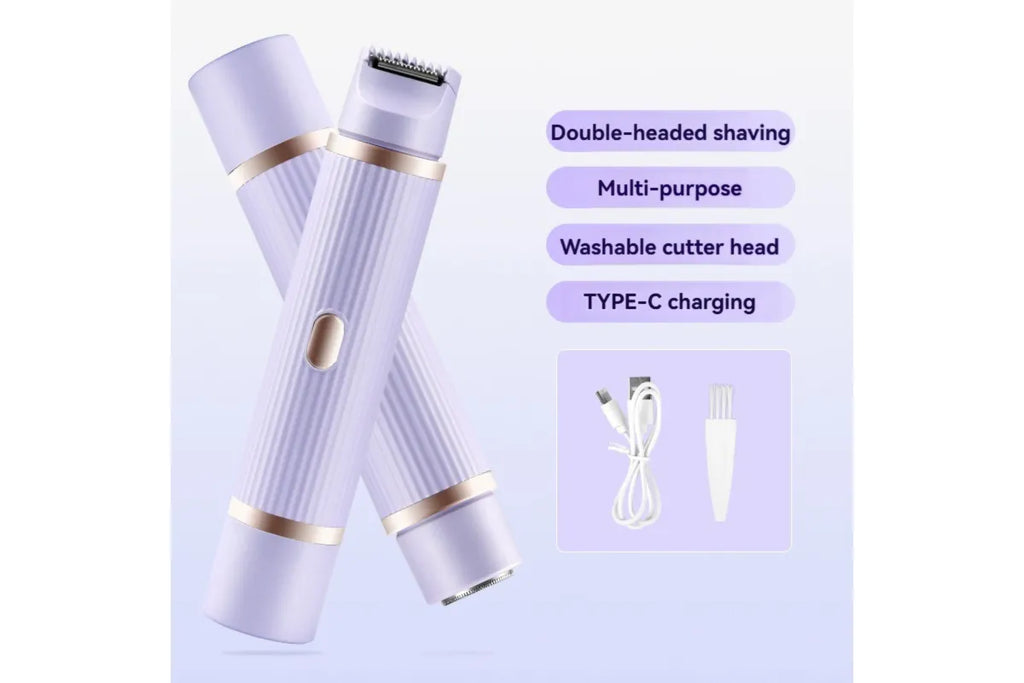 Ladies Dual Head Electric Shaver Full Body Hair Remover for Underarm Legs Purple