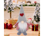 Xmas Faceless Doll Plaid Long Hat-Grey
