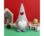 Xmas Faceless Doll Plaid Long Hat-Grey