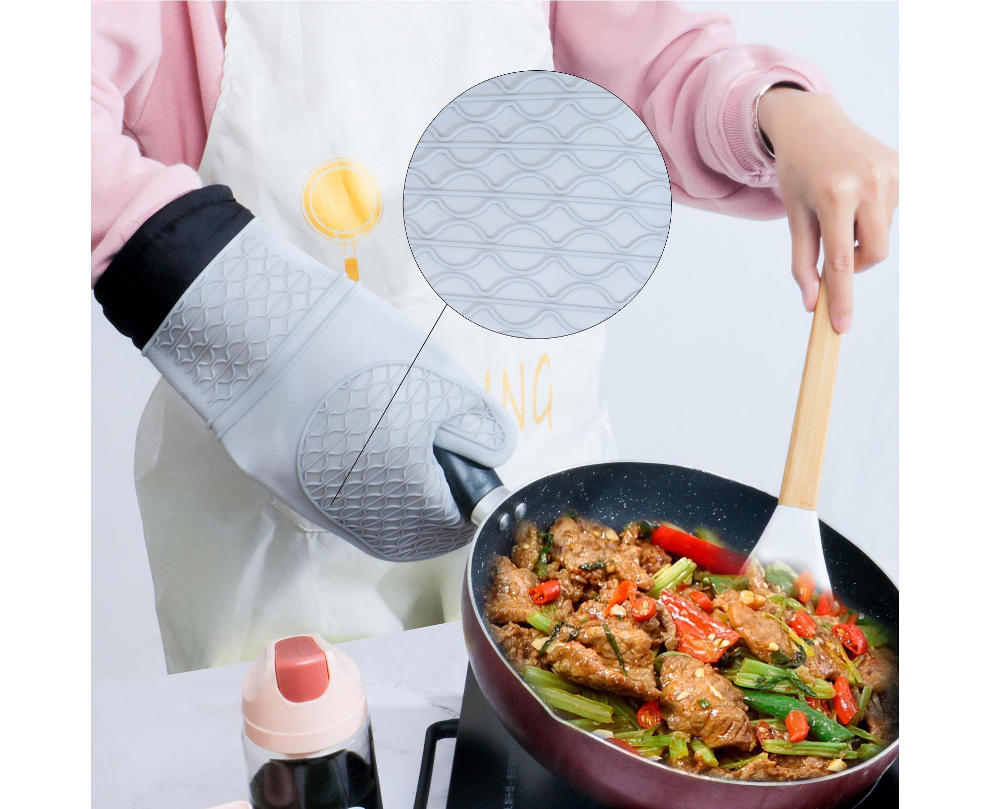 1Pc Oven Mitt Silicone Extra Length - Gray