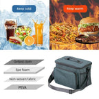 Large Capacity Oxford Cooler Bag, Portable Insulated Lunch Bag for Outdoor Picnics and Office Food Storage—Gray