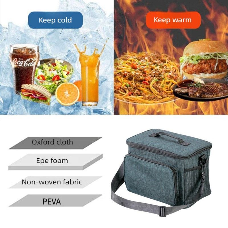 Large Capacity Oxford Cooler Bag, Portable Insulated Lunch Bag for Outdoor Picnics and Office Food Storage—Gray