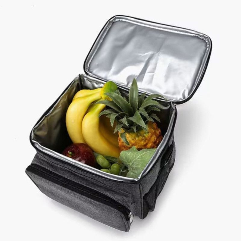Large Capacity Oxford Cooler Bag, Portable Insulated Lunch Bag for Outdoor Picnics and Office Food Storage—Gray