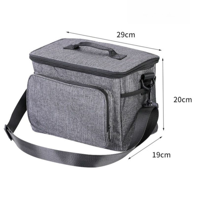 Large Capacity Oxford Cooler Bag, Portable Insulated Lunch Bag for Outdoor Picnics and Office Food Storage—Gray