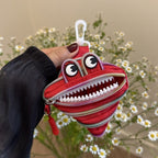 Creative Multi-zip Monster Coin Purse, Earphone and Key Storage Pouch with Detachable Hook - Red