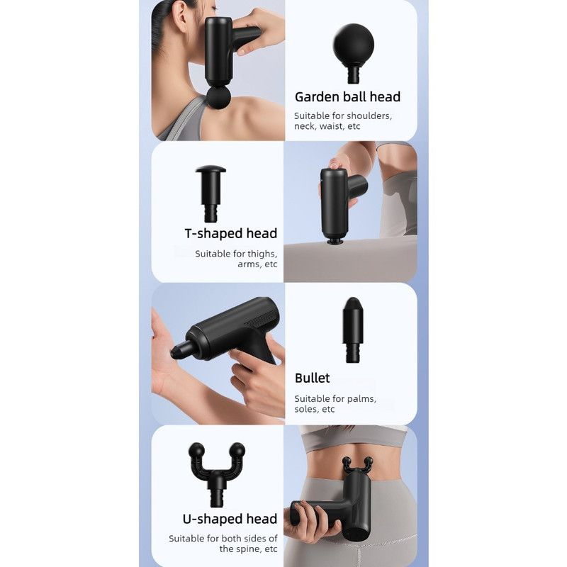 Mini Portable Fascia Gun, 6-Speed Deep Tissue Muscle Massager, Electric Massage Gun for Sports and Home Use - Black