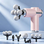 Multi-Head Mini Fascia Gun with 7 Replaceable Massage Heads, Portable Electric Deep Tissue Muscle Massager—Pink
