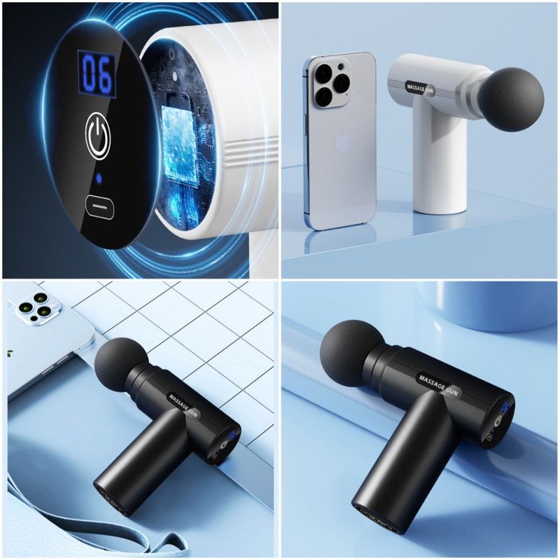 LED Digital Display 6-Speed Mini Fascia Gun, Rechargeable Portable Electric Muscle Massager for Fitness and Neck Relief—Black