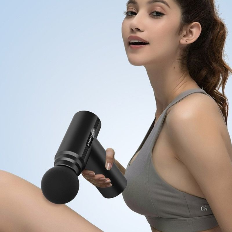LED Digital Display 6-Speed Mini Fascia Gun, Rechargeable Portable Electric Muscle Massager for Fitness and Neck Relief—Black
