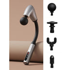 U-Shaped Extended Handle Fascia Gun, 9-Speed Variable Electric Deep Tissue Massager for Back, and Body Relief—Silver