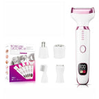 5-in-1 Electric Hair Trimmer with LED Display, Women's Body Shaver for Nose, Eyebrow and Underarm Hair Removal