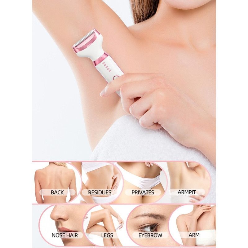 5-in-1 Electric Hair Trimmer with LED Display, Women's Body Shaver for Nose, Eyebrow and Underarm Hair Removal
