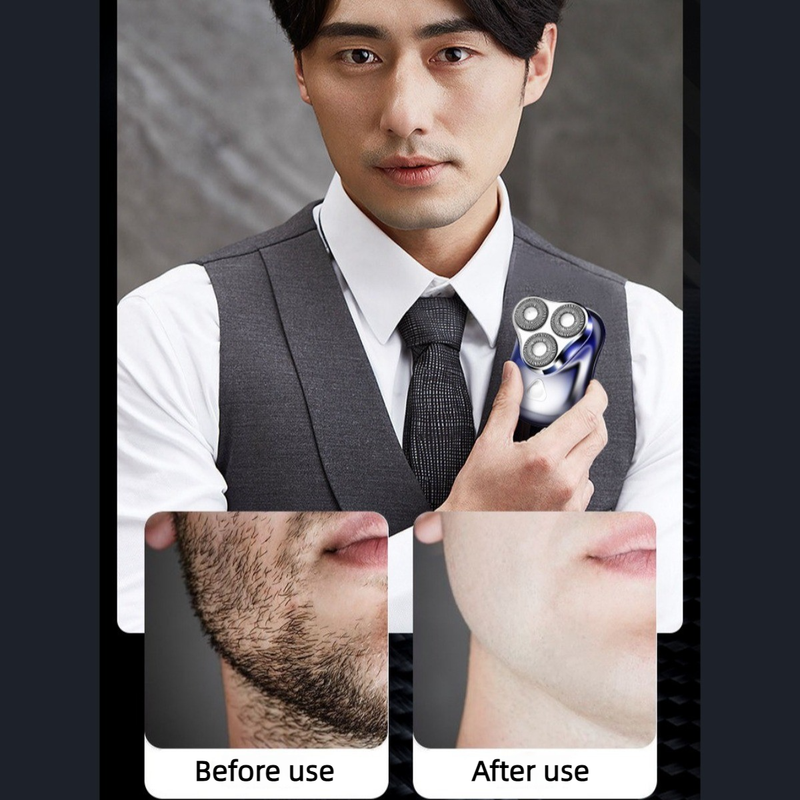 Mini Triple-Head Electric Shaver, IPX7 Full-Body Washable Rechargeable Men's Razor, Father's Day Gift—Black