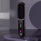 Portable Negative Ion Hair Straightener Brush, 3-Temperature Dual-Use Styling Comb for Travel and Home Use—Black