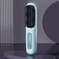Portable Negative Ion Hair Straightener Brush, 3-Temperature Dual-Use Styling Comb for Travel and Home Use - Blue